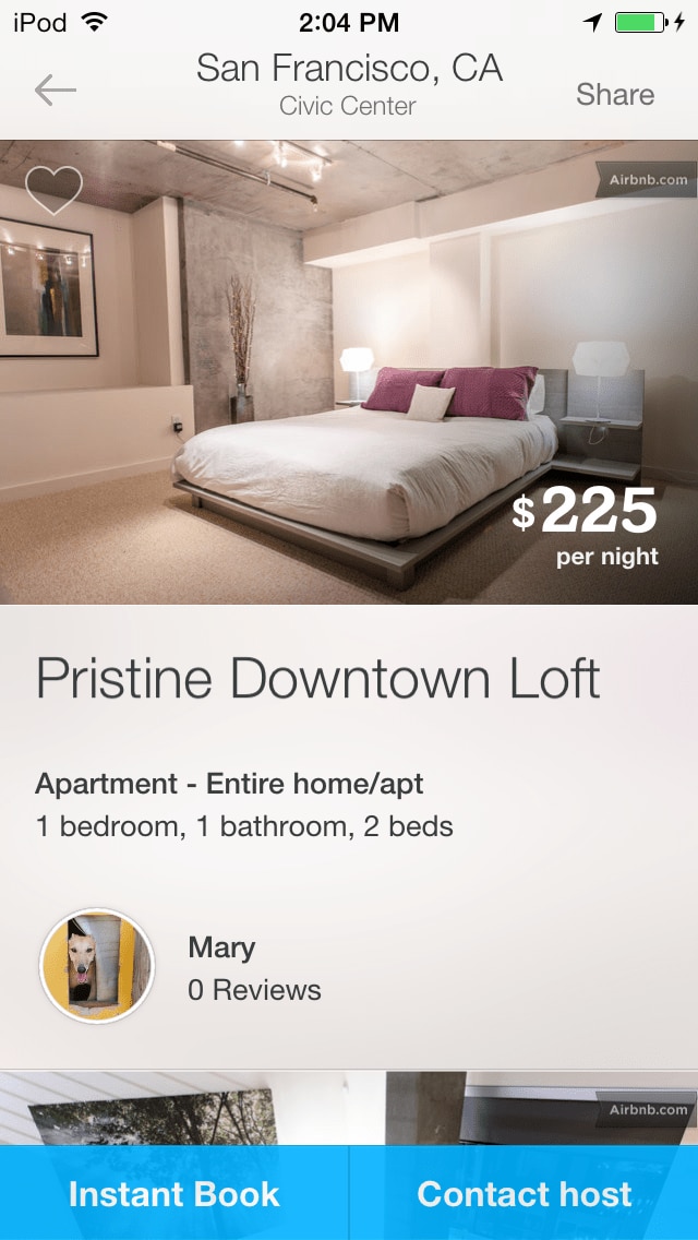 Airbnbの画面